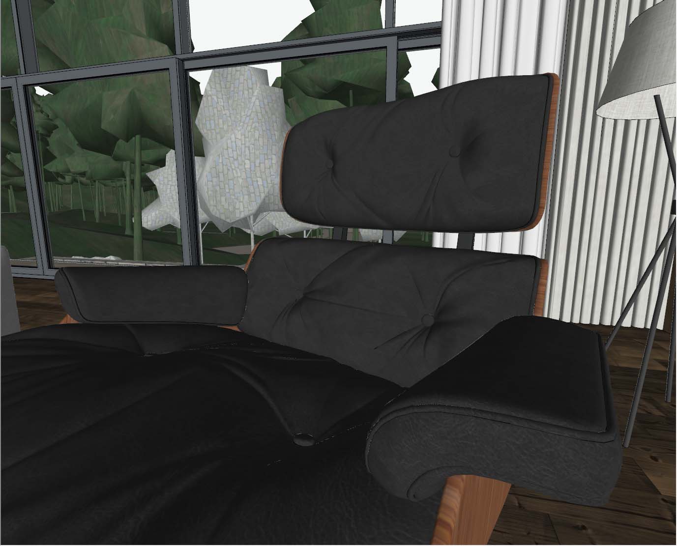 Couro na cadeira mostrado no SketchUp