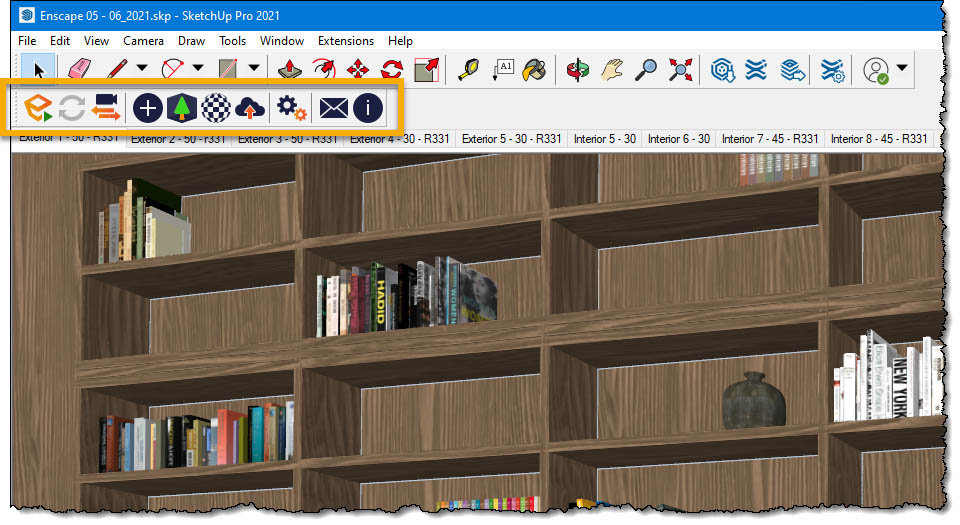 Barra de ferramentas do Enscape no SketchUp